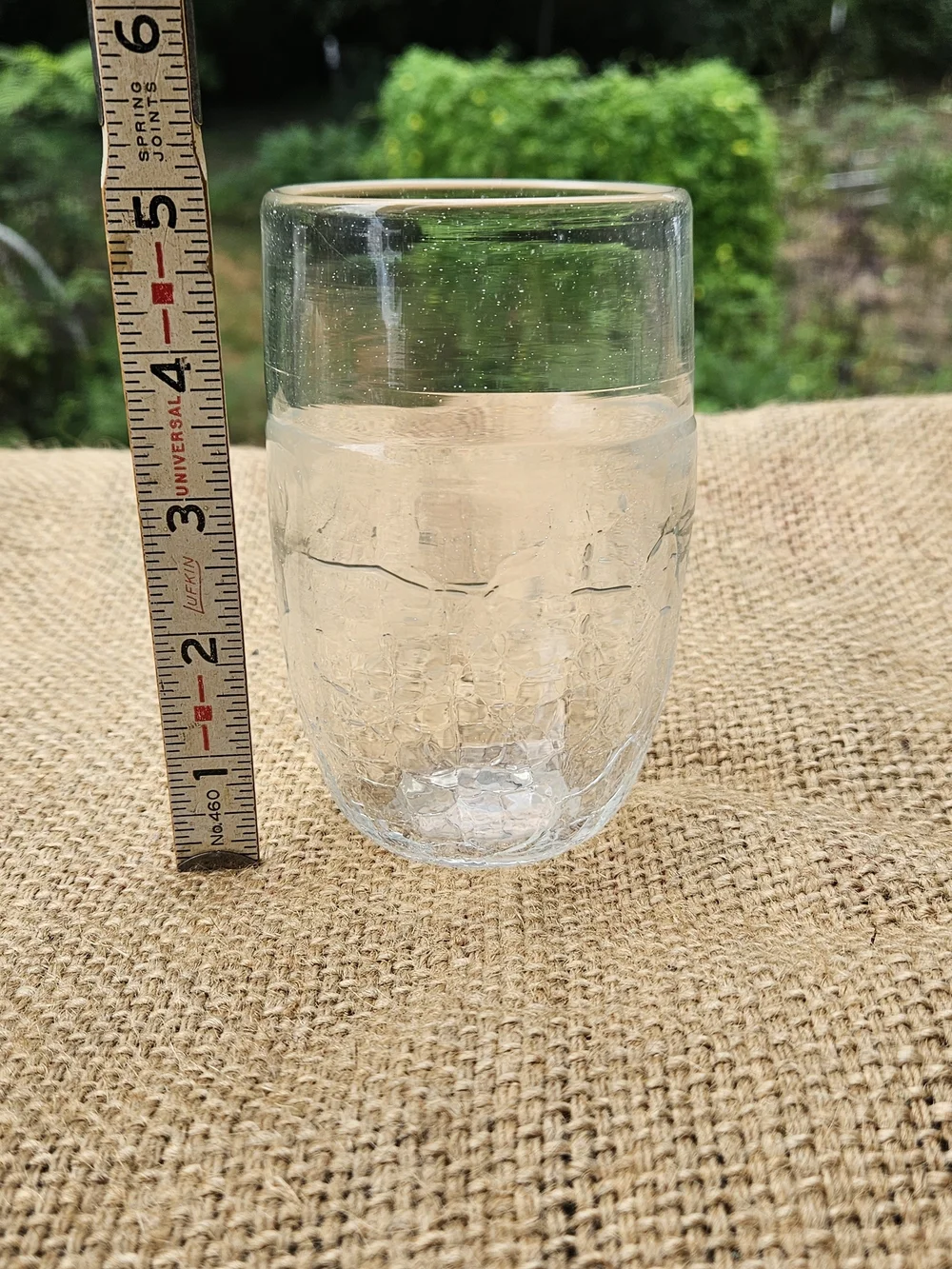 Signed Art Glass Tumbler or Vase Clear Cases Crackle Glass 5 Inches Tall Vintage